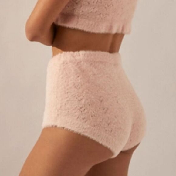 Free People Other - Free People Intimately FP Girls Night In Pointelle Shorties Pink Faux Fur